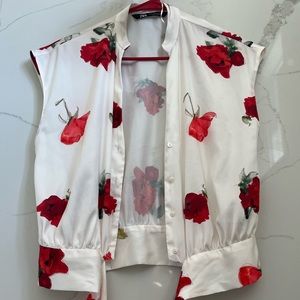 Zara floral short tip with tie front